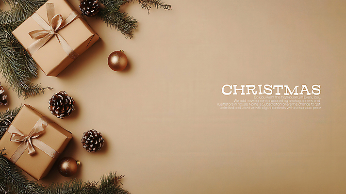 PSD 편집이미지 리본 크리스마스 크리스마스선물 사람없음 선물상자 크리스마스트리 갈색 솔방울 오너먼트 카피스페이스 2025년 트렌드컬러 이미지편집 모카무스 기념일 컬러 크리스마스장식 선물 상자 공백 연도 파일형식