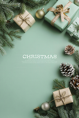 PSD 편집이미지 리본 크리스마스 크리스마스선물 사람없음 선물상자 크리스마스트리 솔방울 민트색 오너먼트 카피스페이스 이미지편집 기념일 컬러 크리스마스장식 선물 상자 공백 파일형식