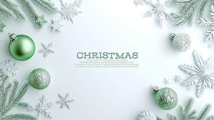PSD 편집이미지 크리스마스 사람없음 크리스마스트리 눈송이 민트색 오너먼트 카피스페이스 이미지편집 기념일 컬러 크리스마스장식 눈_날씨 공백 파일형식