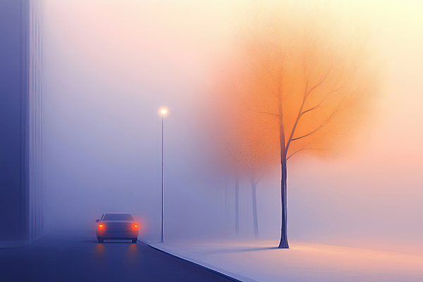 JPG 나무 편집이미지 가로등 자동차 그림자 사람없음 빛 반사 안개 가을 도시 편집실사 AI컴퓨터그래픽 AI콘텐츠 식물 계절 공공시설 육상교통 날씨 CG 파일형식