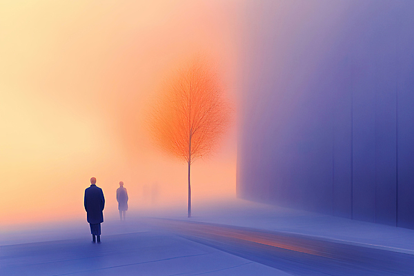 JPG 전신 나무 편집이미지 남자 그림자 성인 두명 빛 안개 가을 도시 성인남자만 편집실사 AI컴퓨터그래픽 AI콘텐츠 식물 계절 날씨 사람 CG 남자만 성인만 파일형식