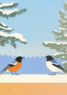 JPG 명절 두마리 겨울 일러스트 자연 조류 새해 사람없음 설날 설원 눈 소나무 디지털합성 까치 눈내림 국내일러스트 AI일러스트 AI콘텐츠 자연요소 나무 동물 전통 계절 기념일 2 날씨 눈_날씨 생태계 파일형식