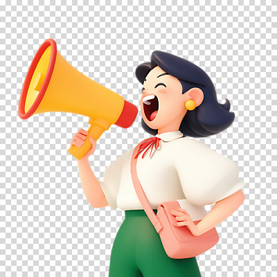 편집이미지 여자 허리손 가방 한명 웃음 들기 누끼 상반신 성인 확성기 외침 PNG 성인여자한명만 1 잡화 포즈 모션 표정 사람 소리 여자한명만 성인여자만 파일형식