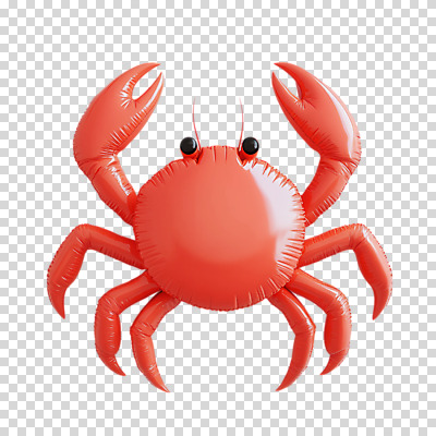 편집이미지 누끼 사람없음 빨간색 3D 게 입체 풍선 PNG 집게발 컬러 갑각류 디지털합성 파일형식