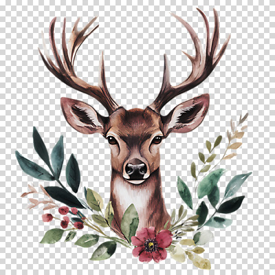 편집이미지 꽃 잎 사슴 누끼 사람없음 PNG 사슴뿔 식물 포유류 뿔 파일형식