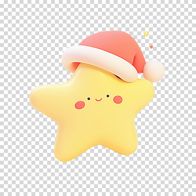 편집이미지 별 산타모자 3D캐릭터 누끼 사람없음 노란색 3D 귀여움 입체 PNG 자연요소 캐릭터 모자_잡화 컬러 컨셉 크리스마스 디지털합성 파일형식