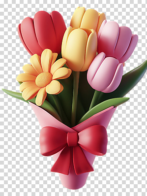 편집이미지 리본 꽃다발 잎 누끼 사람없음 3D 튤립 PNG 식물 꽃 디지털합성 파일형식