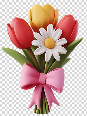 편집이미지 리본 줄기 꽃다발 잎 누끼 사람없음 3D 튤립 입체 PNG 식물 꽃 디지털합성 파일형식
