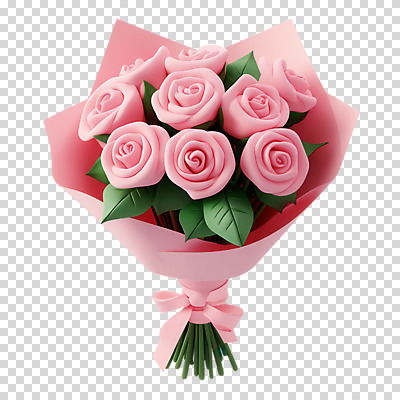 편집이미지 리본 분홍색 꽃다발 잎 누끼 사람없음 장미 3D PNG 식물 꽃 컬러 디지털합성 파일형식