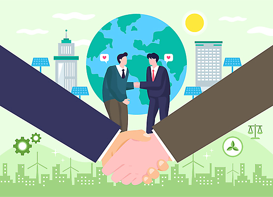 전신 손 남자 지구 일러스트 회사 협력 악수 빌딩 성인 두명 건물 신체부위 연두색 태양 환경 도시 직장인 톱니바퀴 집열판 성인남자만 국내일러스트 AI파일 자연요소 직업 건축물 비즈니스 사람 손짓 초록색 태양에너지 남자만 성인만 파일형식 벡터