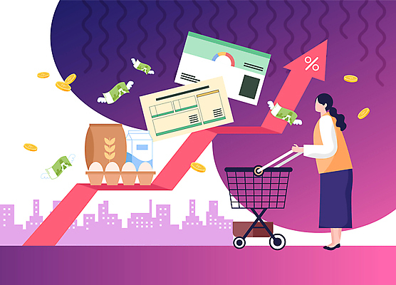 전신 여자 화살표 지폐 일러스트 한명 성인 장보기 계란 동전 쇼핑카 우유 상승 밀가루 서민 명세서 우울감 성인여자한명만 국내일러스트 AI파일 1 감정 컨셉 돈 유제품 사람 쇼핑 알 카트 가루 국민 여자한명만 성인여자만 파일형식 벡터