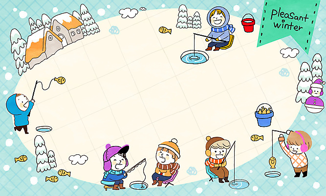 전신 PSD 나무 구름 모자 여자 남자 어린이 하늘색 겨울 일러스트 눈사람 낚시 주택 어류 소녀 소년 여러명 얼음 목도리 눈 낚싯대 양동이 귀마개 베이지색 북마크 어린이만 카피스페이스 국내일러스트 자연요소 식물 잡화 계절 컬러 다수 레저 날씨 사람 건물 파란색 수중동물 공백 낚시용품 파일형식