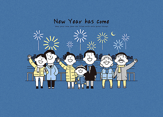 전신 PSD 전통 커플 여자 노년 남자 어린이 일러스트 가족 새해 불꽃놀이 소년 여러명 성인 건물 파란색 강 태양 손들기 손잡기 노부부 목도리 새해인사 연말 카운트다운 눈내림 2025년 을사년 국내일러스트 자연요소 건축물 부부 잡화 컬러 다수 관계 모션 놀이 눈_날씨 사람 인사 연도 파일형식