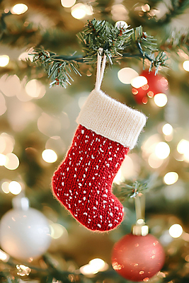 JPG 편집이미지 크리스마스장식 크리스마스 겨울 양말 매달리기 사람없음 크리스마스트리 니트 보케 크리스마스양말 산타양말 편집실사 AI포토 AI콘텐츠 계절 기념일 상의 모션 CG 파일형식