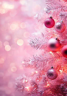 JPG 편집이미지 분홍색 크리스마스장식 크리스마스 겨울 사람없음 크리스마스트리 보케 솔잎 핀전구 오너먼트 편집실사 AI포토 AI콘텐츠 계절 기념일 컬러 잎 전구 CG 파일형식