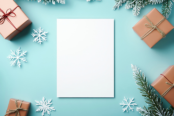 JPG 편집이미지 하늘색 크리스마스장식 크리스마스 겨울 크리스마스카드 눈꽃 사람없음 선물상자 솔잎 카피스페이스 편집실사 AI포토 AI콘텐츠 계절 기념일 잎 카드_감사 눈_날씨 선물 파란색 상자 공백 CG 파일형식
