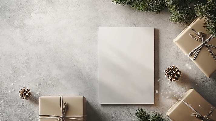 JPG 편집이미지 크리스마스장식 크리스마스 겨울 크리스마스카드 그림자 사람없음 선물상자 솔방울 솔잎 카피스페이스 편집실사 AI포토 AI콘텐츠 계절 기념일 잎 카드_감사 선물 상자 공백 CG 파일형식