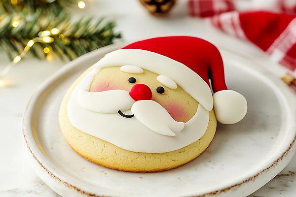 식기 기념일 잎 크리스마스장식 크리스마스 전구 디저트 상차림 CG 파일형식 AI콘텐츠 보케 핀전구 솔잎 쿠키 접시 오너먼트 산타클로스 편집실사 편집이미지 사람없음 플레이팅 JPG AI포토