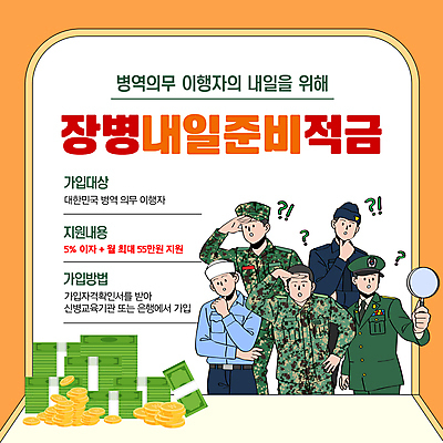 템플릿 남자 허리손 지폐 돋보기 들기 여러명 성인 손들기 동전 주황색 군인 물음표 군복 준비 금리 가입 군모 내용 방법 의무 적금 정책 지원 성인남자만 이미지템플릿 AI파일 직업 기호 컬러 포즈 다수 유니폼 돈 모션 사람 금융 군용 국군 남자만 성인만 파일형식 벡터