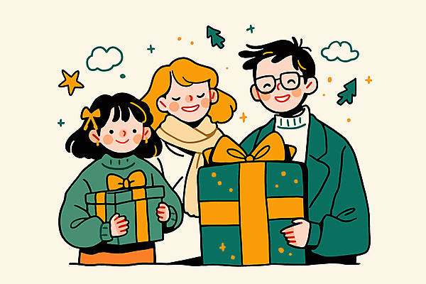 여자 남자 별 어린이 크리스마스 일러스트 가족 크리스마스선물 선물 사랑 들기 소녀 성인 세명 초록색 선물상자 노란색 축하 나무모양 안경낌 국내일러스트 AI파일 자연요소 모양 기념일 감정 안경 컬러 컨셉 관계 모션 사람 상자 파일형식 벡터