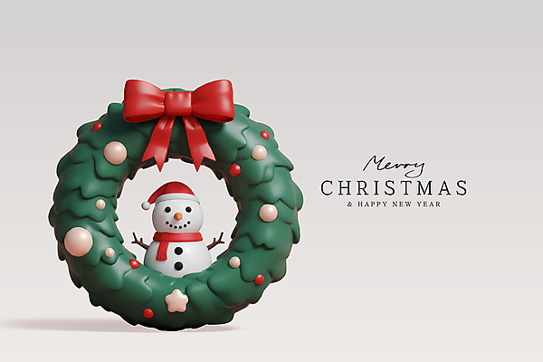PSD 편집이미지 크리스마스장식 크리스마스 겨울 눈사람 3D캐릭터 사람없음 장식 초록색 3D 축제 해피뉴이어 크리스마스리스 편집3D 캐릭터 계절 기념일 컬러 화환 새해인사 디지털합성 파일형식