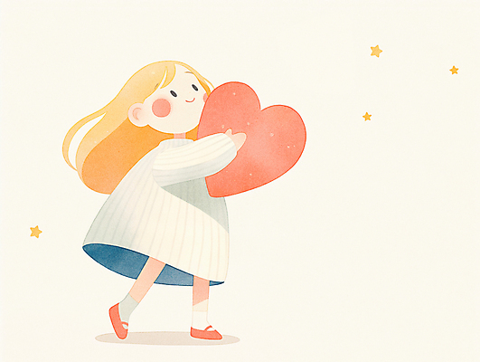 JPG 전신 원피스 별 어린이 일러스트 따뜻함 사랑 한명 미소 들기 소녀 귀여움 하트 순수 소녀한명만 국내일러스트 AI일러스트 AI콘텐츠 자연요소 모양 1 옷 여자 감정 컨셉 모션 표정 사람 여자한명만 소녀만 파일형식