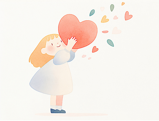 JPG 전신 원피스 어린이 일러스트 따뜻함 사랑 한명 미소 들기 소녀 귀여움 하트 순수 소녀한명만 흩날리기 국내일러스트 AI일러스트 AI콘텐츠 모양 1 옷 여자 감정 컨셉 모션 표정 사람 여자한명만 소녀만 파일형식