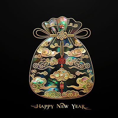 JPG 편집이미지 한국전통 디자인 새해 복주머니 사람없음 전통문양 검은색 고급 노리개 나전칠기 동양적 자개 세련 이미지편집 편집실사 AI컴퓨터그래픽 AI콘텐츠 전통 문양 컬러 컨셉 전통소품 한국 CG 공예품 전통공예 파일형식