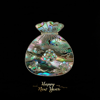 JPG 편집이미지 한국전통 디자인 새해 복주머니 사람없음 전통문양 검은색 고급 나전칠기 동양적 자개 세련 이미지편집 편집실사 AI컴퓨터그래픽 AI콘텐츠 전통 문양 컬러 컨셉 전통소품 한국 CG 공예품 전통공예 파일형식