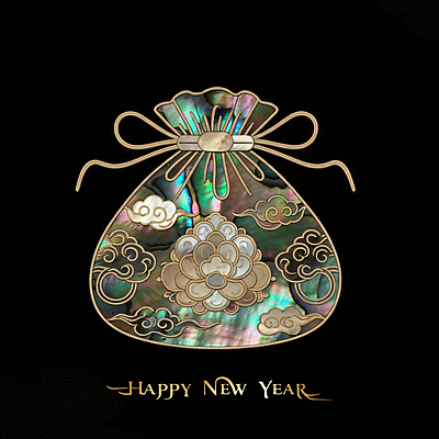 JPG 편집이미지 한국전통 디자인 새해 복주머니 사람없음 전통문양 검은색 고급 나전칠기 동양적 자개 세련 이미지편집 편집실사 AI컴퓨터그래픽 AI콘텐츠 전통 문양 컬러 컨셉 전통소품 한국 CG 공예품 전통공예 파일형식