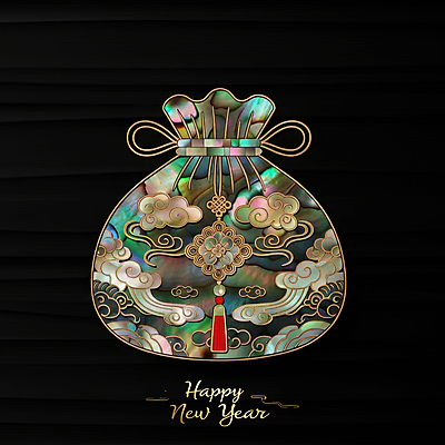 JPG 편집이미지 한국전통 디자인 새해 복주머니 사람없음 전통문양 검은색 고급 노리개 나전칠기 동양적 자개 세련 이미지편집 편집실사 AI컴퓨터그래픽 AI콘텐츠 전통 문양 컬러 컨셉 전통소품 한국 CG 공예품 전통공예 파일형식