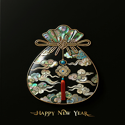 JPG 편집이미지 한국전통 디자인 새해 복주머니 사람없음 전통문양 검은색 고급 노리개 나전칠기 동양적 자개 세련 이미지편집 편집실사 AI컴퓨터그래픽 AI콘텐츠 전통 문양 컬러 컨셉 전통소품 한국 CG 공예품 전통공예 파일형식