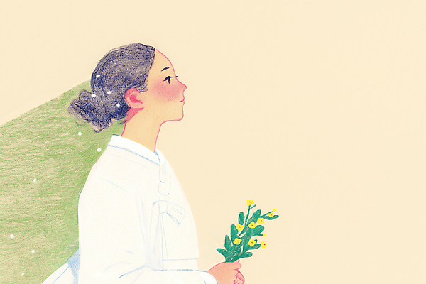 JPG 여자 꽃 꽃다발 겨울 일러스트 한명 들기 상반신 성인 한복 손그림 감성 성인여자한명만 국내일러스트 AI일러스트 AI콘텐츠 식물 1 한국전통 계절 컨셉 모션 사람 전통의상 여자한명만 성인여자만 파일형식