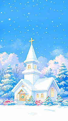 JPG 나무 기독교 십자가 설경 겨울 일러스트 풍경 사람없음 파란색 빛 교회 기도 눈 풀 숲 눈내림 눈덮임 국내일러스트 AI일러스트 AI콘텐츠 자연요소 식물 계절 종교 컬러 컨셉 종교건축 날씨 눈_날씨 건물 파일형식