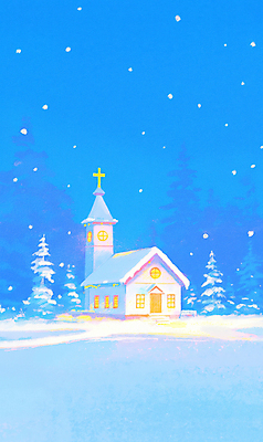 JPG 나무 기독교 십자가 설경 겨울 일러스트 풍경 사람없음 파란색 빛 교회 기도 눈 숲 눈내림 눈덮임 국내일러스트 AI일러스트 AI콘텐츠 자연요소 식물 계절 종교 컬러 컨셉 종교건축 날씨 눈_날씨 건물 파일형식