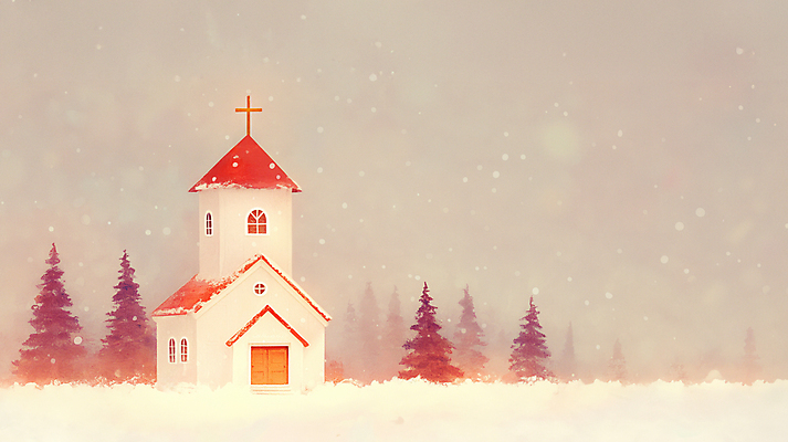 JPG 나무 기독교 분홍색 십자가 설경 겨울 일러스트 풍경 사람없음 빛 교회 기도 눈 숲 눈내림 국내일러스트 AI일러스트 AI콘텐츠 자연요소 식물 계절 종교 컬러 종교건축 날씨 눈_날씨 건물 파일형식