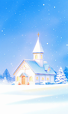 JPG 나무 기독교 십자가 설경 겨울 일러스트 풍경 사람없음 파란색 빛 교회 기도 눈 숲 눈내림 국내일러스트 AI일러스트 AI콘텐츠 자연요소 식물 계절 종교 컬러 종교건축 날씨 눈_날씨 건물 파일형식