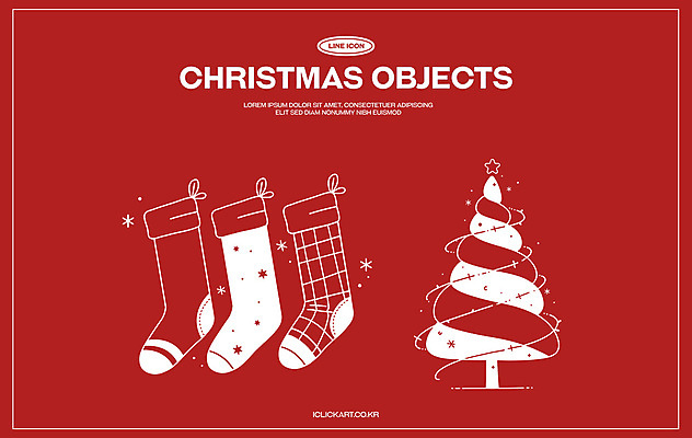 크리스마스 겨울 라인일러스트 일러스트 사람없음 빨간색 반짝임 세트 크리스마스트리 흰색 라인아트 오브젝트 크리스마스양말 국내일러스트 AI파일 계절 기념일 선 컬러 크리스마스장식 모션 양말 파일형식 벡터
