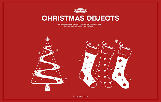 크리스마스 겨울 라인일러스트 일러스트 사람없음 빨간색 반짝임 세트 크리스마스트리 흰색 라인아트 오브젝트 크리스마스양말 국내일러스트 AI파일 계절 기념일 선 컬러 크리스마스장식 모션 양말 파일형식 벡터