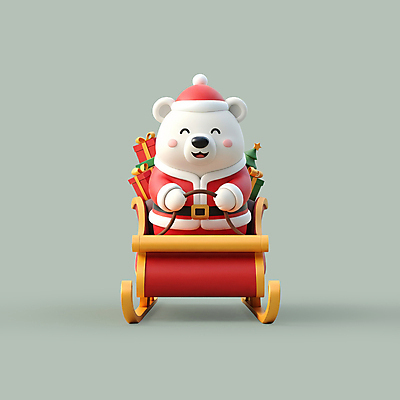 PSD 편집이미지 크리스마스 산타모자 산타옷 3D캐릭터 크리스마스선물 웃음 사람없음 선물상자 산타클로스 3D 귀여움 북극곰 썰매 편집3D 캐릭터 모자_잡화 옷 기념일 컨셉 곰 표정 선물 상자 디지털합성 파일형식