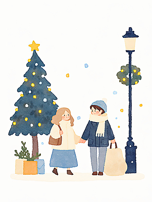 JPG 전신 커플 여자 남자 가로등 가방 일러스트 수채화 함께함 들기 성인 두명 선물상자 쇼핑백 크리스마스트리 손잡기 감성 눈내림 성인만 오너먼트 크리스마스리스 국내일러스트 AI일러스트 AI콘텐츠 잡화 공공시설 컨셉 크리스마스장식 크리스마스 관계 모션 눈_날씨 선물 사람 상자 화환 파일형식