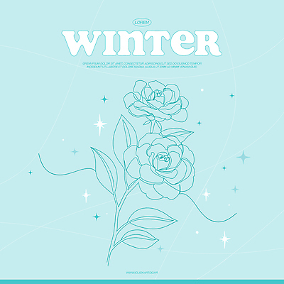겨울 라인일러스트 일러스트 사람없음 반짝임 장미 라인아트 심플 민트색 국내일러스트 AI파일 계절 꽃 선 컬러 모션 파일형식 벡터