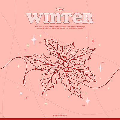 분홍색 겨울 라인일러스트 일러스트 사람없음 반짝임 라인아트 심플 호랑가시나무열매 국내일러스트 AI파일 계절 열매 선 컬러 모션 파일형식 벡터