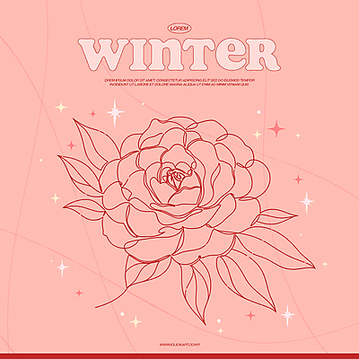 분홍색 겨울 라인일러스트 일러스트 사람없음 반짝임 장미 라인아트 심플 국내일러스트 AI파일 계절 꽃 선 컬러 모션 파일형식 벡터