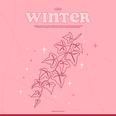 분홍색 겨울 라인일러스트 일러스트 사람없음 반짝임 덩굴 라인아트 심플 국내일러스트 AI파일 식물 계절 선 컬러 모션 파일형식 벡터