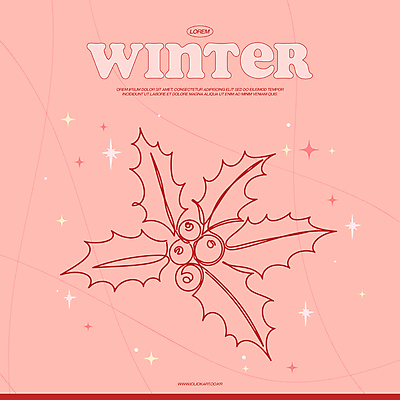 분홍색 겨울 라인일러스트 일러스트 사람없음 반짝임 라인아트 심플 호랑가시나무열매 국내일러스트 AI파일 계절 열매 선 컬러 모션 파일형식 벡터