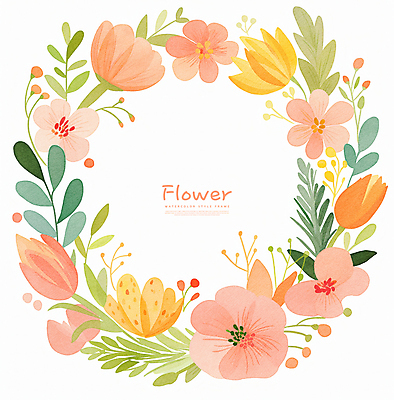 PSD 꽃 잎 일러스트 프레임 따뜻함 사람없음 장식 컬러풀 봄 화사함 리스장식 카피스페이스 국내일러스트 식물 계절 컬러 컨셉 공백 파일형식