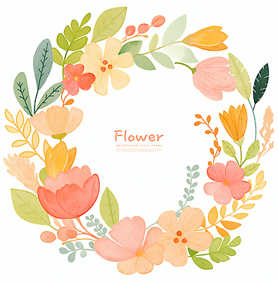 PSD 꽃 잎 일러스트 프레임 따뜻함 사람없음 장식 컬러풀 봄 화사함 리스장식 카피스페이스 국내일러스트 식물 계절 컬러 컨셉 공백 파일형식