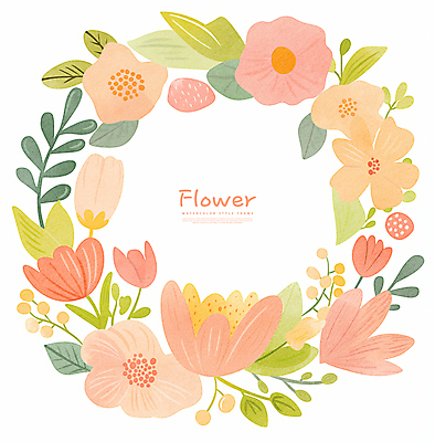 PSD 꽃 잎 일러스트 프레임 따뜻함 사람없음 장식 컬러풀 봄 화사함 리스장식 카피스페이스 국내일러스트 식물 계절 컬러 컨셉 공백 파일형식