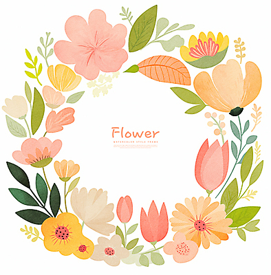 PSD 꽃 잎 일러스트 프레임 따뜻함 사람없음 장식 컬러풀 봄 화사함 리스장식 카피스페이스 국내일러스트 식물 계절 컬러 컨셉 공백 파일형식